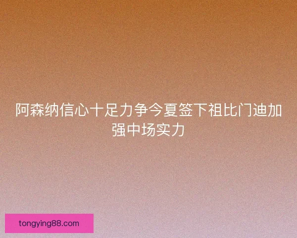 阿森纳信心十足力争今夏签下祖比门迪加强中场实力