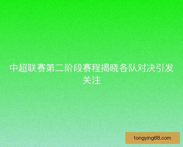 中超联赛第二阶段赛程揭晓各队对决引发关注